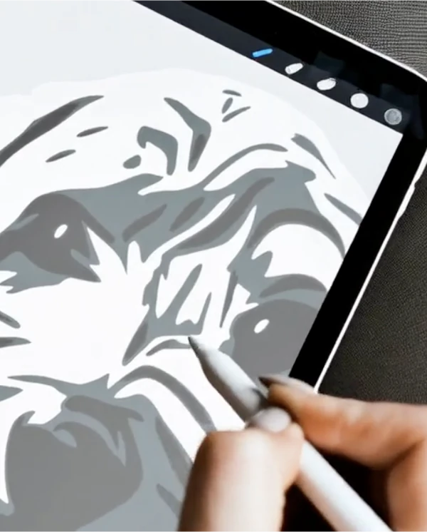 Digitally drawing pet portrait on my tablet